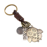 TD® Porte-clés en cuir tressé vintage pendentif chouette en bronze accessoires de pendentif de sac polyvalent