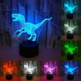 TD® Lampe optique poser décoratif tactile 7 couleurs illusion optique modèle dinosaure - faible consommation câble USB ou 3 piles AA