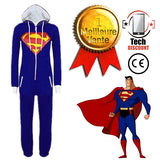 TD® TECH DISCOUNT® - Pyjama Sweat à capuche bleu Superman superhéros DC Comics Cosplay femme fille taille M doux confortable monopiè