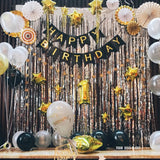 TD® bannière de joyeux anniversaire noir et or happy birthday décoration de fête banderole décor jour pour filles garçons adultes