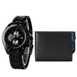 TD® Coffret cadeau pour homme magnifiquement emballé ensemble montre + portefeuille ensemble de combinaison créative de qualité