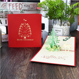 TD® Carte de Noël papier créatif sculpture 3D carte de félicitations en trois dimensions cerf et arbre de Noël 10pack