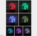 TD® 3D Optique LED Veilleuse 3D LED Veilleuse Éléphant heureux avec 7 couleurs de lumière pour la décoration de la maison Lampe Amaz