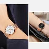TD® Montre à quartz pour filles Série décontractée et affaires Montre à ceinture en maille Cadeau pour homme