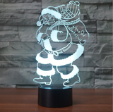 TD® 3D Optique LED Veilleuse 3D LED Veilleuse Santa Claus Apporter un cadeau avec 7 couleurs de lumière pour la décoration de la mai