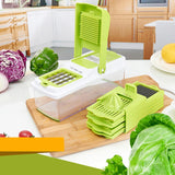 TD® Coupe-légumes multi fonctionnel pour ménage blanc et vert  ,pomme de terre déchiqueteuse râpe râpe trancheuse essuie-glace coupe