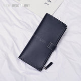 TD® Portefeuille Long pour Femmes Utilisation Quotidienne Sac à Main de Qualité Pochette Double Fermeture Coutures Blanches Visibles