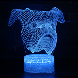 TD® Lampe de table 3D pour chien de compagnie LED colorée