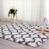 TD® GOGOLOVING Tapis De Salon Shaggy 160 X 200cm En Modèle De Gourde Blanche