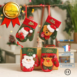 TD® Décoration de Noël petites chaussettes de Noël non tissées pendentif sapin de Noël sac de bonbons paquet de 4
