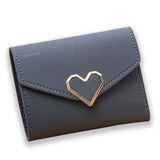 TD® Porte-Monnaie Femmes simple Petite Taille Portefeuille Porte-Cartes Sac à Main Gris Détail Cœur Doré Finitions Propres