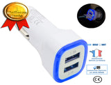 TD® Chargeur de Voiture/ LED USB Dual 2 Adaptateur Port / Prise Chargeur voiture pour iPhone - Samsung - HTC