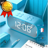 TD® Enceinte bluetooth acve LED Horloge Digitale Réveil Miroir Haut Parleur Bluetooth sans fil  Support TF USB lecteur Musique Bleu