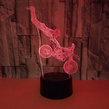 INN® Stunt moto 3D  lumière  siège  noir  coloré  tactile  télécommande LED lumière visuelle acrylique cadeau 3D petite lampe de tab
