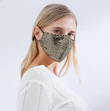 TD® Masque de sport pour hommes et femmes cadeau de mode masque de coton à paillettes de soie dorée tissu lavable adulte  bleue