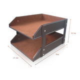 TD® Support de stockage Fournitures de bureau Support de classement en cuir PU double couche Plateau de classement A4 Support  stock