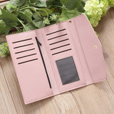 TD® Portefeuille Femmes Simple Long Porte-monnaie Porte-cartes  Franges Sac main  Rose Pale Pendentif Cœur Forme Enveloppe Épuré