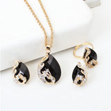 Ensemble de bijoux réglable pour femmes Collier trois pièces exquis, boucles d'oreilles, bijoux parure de bague Cadeaux pour