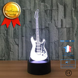 TD® Lampe optique poser décoratif tactile 7 couleurs illusion optique - modèle guitare - faible consommation câble USB 3 piles AAA