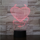 TD® Décoratif USB Coeur 7 Couleurs Télécommande Illusion Optique Veilleuse 3D Visualisation Tableau Bureau Lampes 3D Glow LED