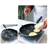 TD® Poêle antiadhésive Poêle à omelette à quatre trous Poêle à boulettes d'œufs à fond plat Poêle multifonction pour le petit-déjeun