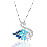 TD® Collier élégant tempérament S925 argent sterling diamant cygne all-match léger luxe complet diamant croix chaîne pendentif bijou