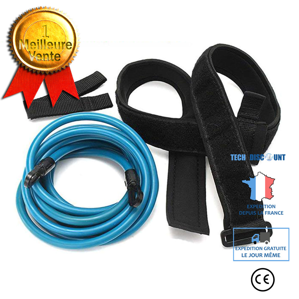 TD® Corde élastique de natation ceinture de natation fixe ceinture d'entraînement de natation statique - 6x10x400mm - BLEU