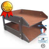 TD® Support de stockage Fournitures de bureau Support de classement en cuir PU double couche Plateau de classement A4 Support  stock