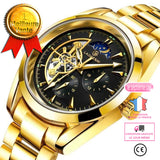 LSC® Montre Homme Mécanique Automatique Tourbillon Luminous Affichage Phase de lune Cadeau de Noël