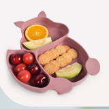 TD® Ensemble de vaisselle d'alimentation pour enfants plaque de compartiment en silicone écureuil bol anti-chute à forte aspiration