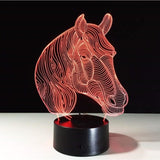 TD® Lampe à poser 3D LED Optique Veilleuse Tête de Cheval/7 Couleurs Changeantes Décoration/Chambre Bureau/ABS Acrylique /Décoration