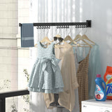 Porte-vêtements pliant sans perforation Artefact de séchage de vêtements de salle de bain Tringle vêtements murale noire pour