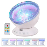 TD® Lampe Projecteur LED, Simulation des Vagues Océan 7 Modes Veilleuse Enfant avec Télécommande Mini Enceinte Intégrée (Blanc)