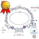 TD® Bracelet Femme Argent Chaîne Couleur Or Blanc Plaqué Argent 925 Bracelet de Charms Zirconium Rond Bijoux Cadeau Idéal Breloques