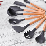 TD® Lot Ustensiles,Ensemble d'outils de cuisine 9-12-13 pièces Ensemble d'ustensiles de cuisine en bois et - Type Dark Grey 10pcs-A