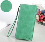 TD® Portefeuille Long Femme  Porte-Monnaie Porte-Cartes Pochettes Sac à Main de Couleur Vert Clair /Longue Anse/ Zip /en Cuir