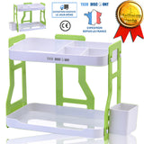TD® Petite étagère de rangement salle de bain cuisine ménage empilable deux étages multifonctions panier propreté capacité support