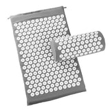TD® Kit Tapis d'Acupression avec Oreiller/Coussin de Massage pour Yoga/Traitement et Soulagement Douleurs Dos et Cou (Gris)