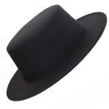 TD® Chapeau plat de style britannique rétro européen et américain chapeau de gentleman printemps grand chapeau de jazz à bord plat