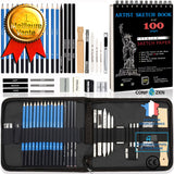 34 pièces plus un ensemble de crayons de dessin de carnet de croquis kit de croquis art papeterie ensemble de fournitures sco