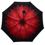 TD® Parapluie de voiture double à deux étages créatif mains libres parapluie inversé en forme de C colle noire parapluie paon noir