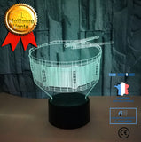 TD® Décoratif USB Tambour 7 Couleurs Télécommande Illusion Optique Veilleuse 3D Visualisation Tableau Lampes De Bureau 3D Gl LS50706