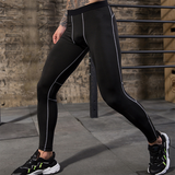 Pantalon sport pour hommes Fermeture éclair réfléchissante course de nuit Entraînement de fitness stretch Collants à séchage