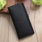 TD® Portefeuille Long  Simple pour Femmes Porte-monnaie Porte-cartes Sac à Main Couleur Noire Unie Simple et Chic Pochette Finitions