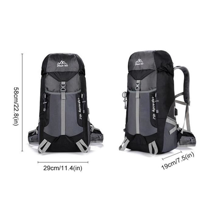 TD® Sac à dos d'Alpinisme plein air Grande capacité avec chargement USB Noir/ Equipement randonnée/ sac de voyage