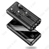 TD® Batterie externe 3 câbles intégrés et port USB Powerbank portable chargement rapide compatible avec iPhone Android Samsung Type