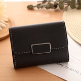 TD® Porte-Monnaie  en Cuir PU pour Femmes Simple de Couleur Noir Uni Porte-Cartes Sac à Main