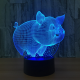 TD® Belle Cochon 7 Couleur Lampe 3D Visual Led Led Veilleuses pour Enfants Tactile USB Bébé Dormir Veilleuse 3D Lumière Lampe
