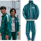 Squid Game Squid Game Suit Jacket Male Owner Park Haesu Le même vêtement sport Pull zippé à col montant Cyan Suit No. 001 Spo