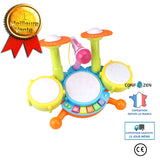 TD® Jouet musical bébé enfant percussion batterie avec tambour piano et micro - jeu son et lumiere  idee cadeau noel